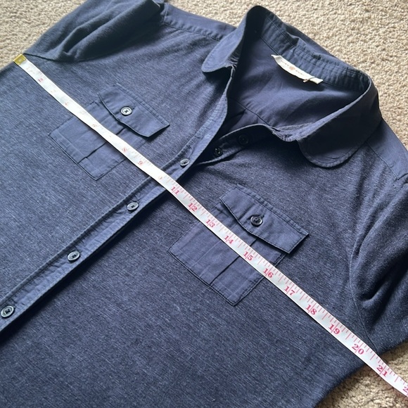 Tory Burch Two Pocket Navy Linen Cotton Button Down Shirt - Picture 8 of 10